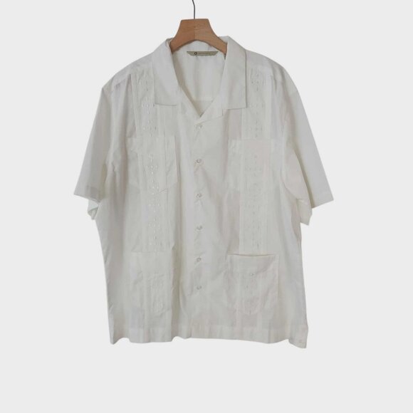 Havavera Cigar Lounge Shirt Embroidered Button Up White Gangster Soprano 2XL - Picture 1 of 15